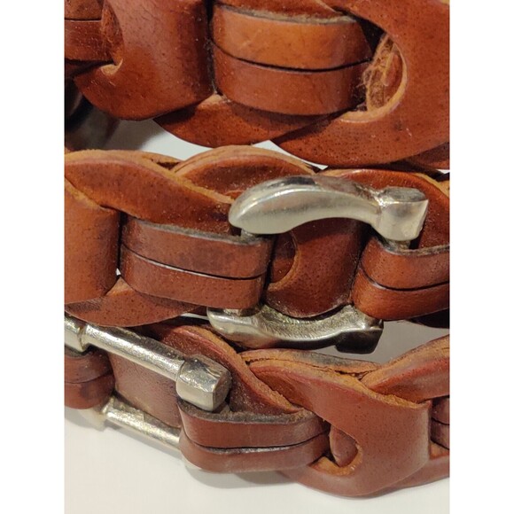 Aimee Lynn Belt Braided Leather Silver Horseshoe Accents Size 1x36 inches 2 tip - Picture 2 of 9